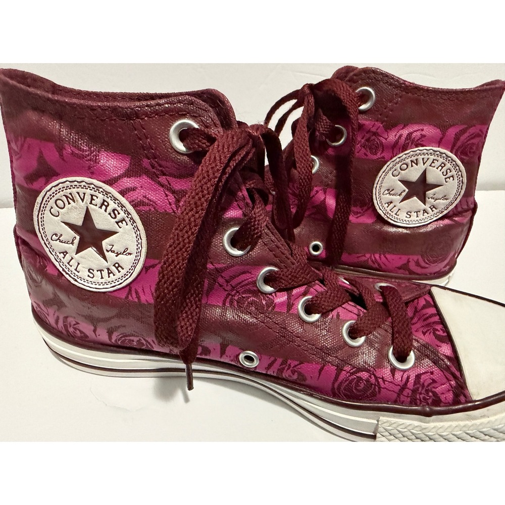 Converse Chuck Taylor All Star High Top Rose Floral Burgundy Fuchsia 549644C 7